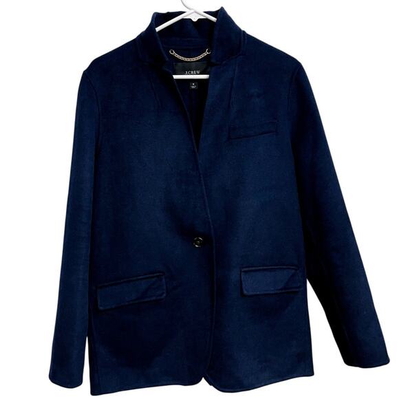 J. Crew Leighton Blazer Jacket Double Faced Wool Size 8 Navy BJ930 Academia Prep - Picture 2 of 4